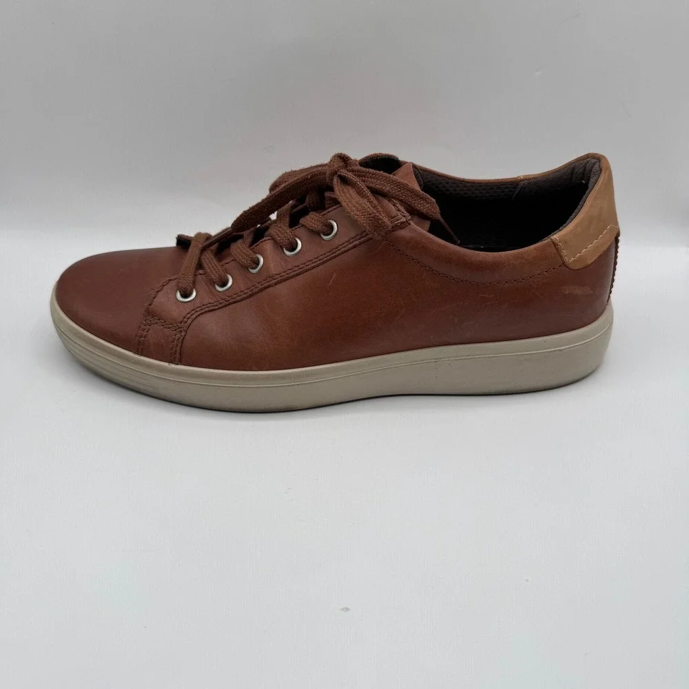 ECCO Soft 7 Sneakers Mens 43 Brown Leather Low Top Lace Up Casual Shoes
